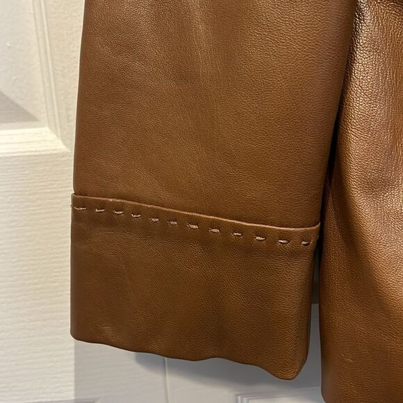 Hide Society Brown Leather Zip Up Jacket Size 18‎ - Picture 7 of 16